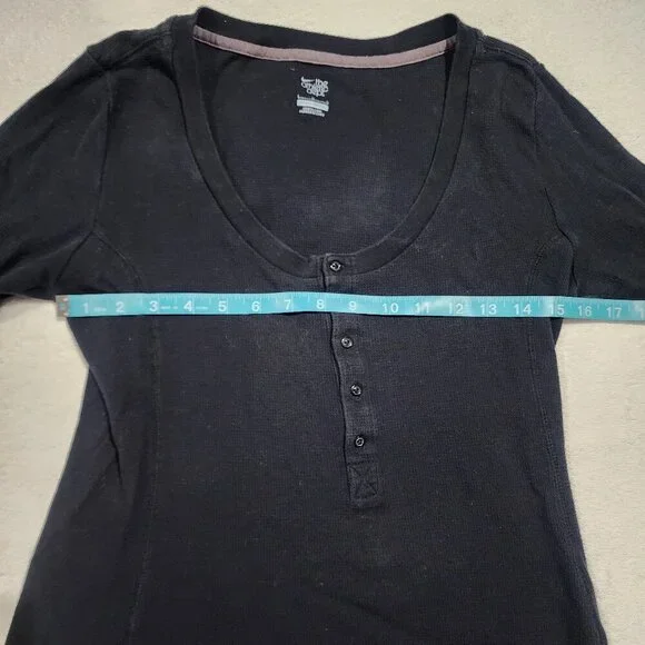 NIKE 5 Button Long Sleeve Fitted Waffle Thermal Henley Shirt SZ Large Cotton - Picture 5 of 8